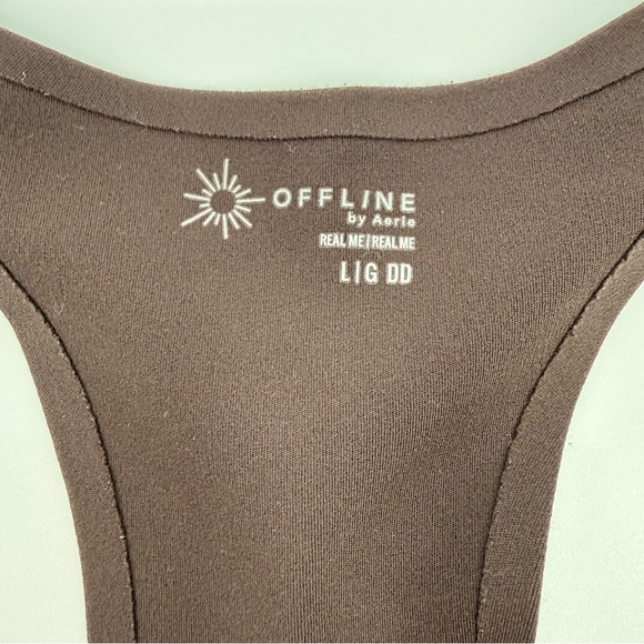 OFFLINE By Aerie Real Me Hold Up! Racerback Deep Earth Sports Bra Size L/G DD - Picture 6 of 6